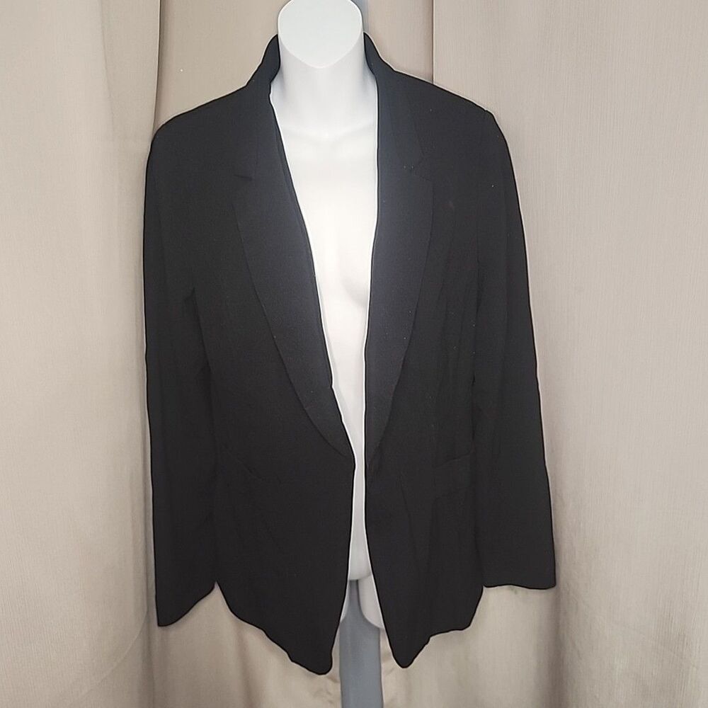 Jacket Candies Womenโs Black Open Front Blazer Suit Party Med Pockets RN#73277